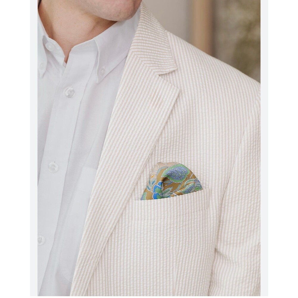 Jos. A. Bank "Stays Cool" Beige Stripe Seersucker Sport Coat 40R